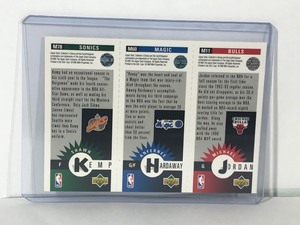 lot 366 image: 1996-97 Upperdeck Collectors Choice Michael Jordan #M11, Shawn Kemp #M78, Anfernee Hardaway #M60 Basketball Card