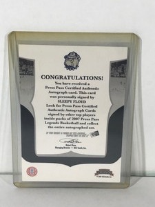 lot 374 image: 2007-08 Press Pass Legends Signatures Sleepy Floyd GEORGETOWN AUTO Autograph