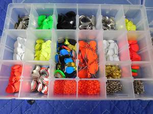 lot 252 image: 2 Plano tackle boxes of parts to make spinners