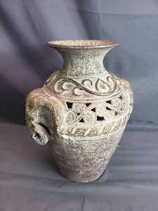 Thai or Eastern Asian Themed Urn Vase with Elephants