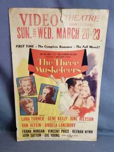 The Three Muskateers Movie Poster from Video Theater in Montevideo 1948