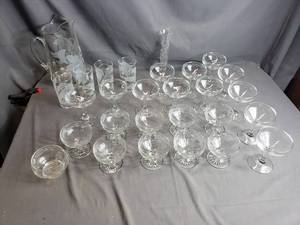Wine Glasses, Etched Pitcher, Etched Glasses