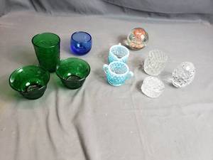 Different Pieces of Colored Glass Items