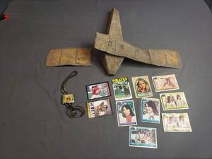 Vintage Metal Toy Airplane and Collector Cards