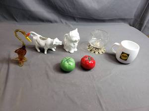 Salt and Pepper Shakers, Cup and Other Items