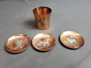 Vicky Copper and Possibly Silver Cup and Small Disks