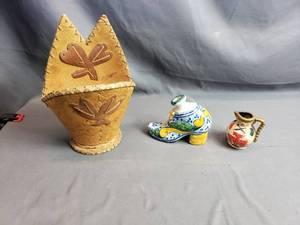 Navajo Bark Basket, Small Deco Pitcher and Shoe