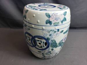 Vintage Arts and Crafts Chinese Garden Stool Shaped Jar