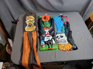 Vintage Halloween Windsock and Plastic Wall Decor