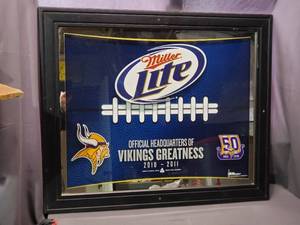 Large Miller Lite Minnesota Vikings Beer Bar Sign Great for Man Cave