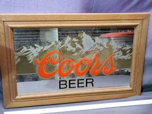 Coors Beer Man Cave Bar Sign Mirror