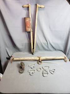 Vintage Farm Items - Seeder Missing Parts, Horse Evener, Saddle Parts