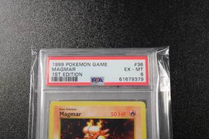lot 17 image: 1999 Pokemon Shadowless Base Set 1st Edition Magmar #36102 PSA 6