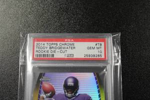 lot 21 image: 2014 Topps Chrome Rookie Die Cut Teddy Bridgewater #TB Rookie Card PSA 10