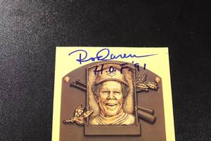 lot 123 image: Minnesota Twins Rod Carew Signed Hall Of Fame Plaque Postcard  In Person Autograph