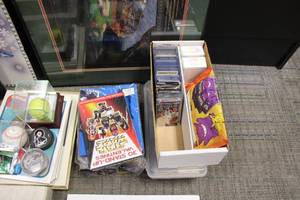 lot 134 image: Massive Lot of Pure Nonsense Collectibles  Sports - TCG -Knit Hats - Toys - PC Games - Framed Items - Etc.