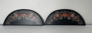 lot 97 image: Pair of Rosemaling Half circle decor wood