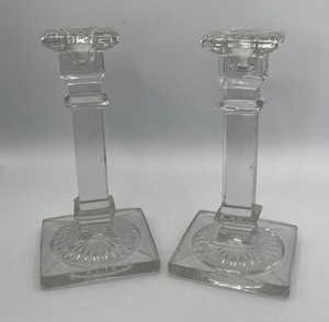lot 81 image: Column Glass Candlesticks, Taper Candle