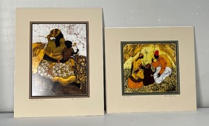 lot 64 image: Two Reproduction Prints Signed by artist Paul Nzalamba Mother and Child and The Teacher