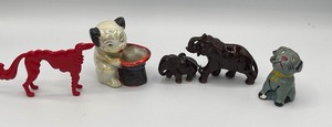lot 65 image: Vintage Small Animal Lot. Ceramic & Plastic, Including Don Manning Plastic Dog.