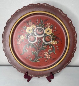 lot 48 image: 18 Diameter Rosemaling Plate by Nancy Schmidt.