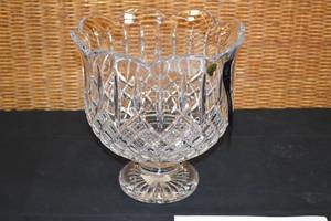 lot 3 image: House of Waterford Anniversary 10 Crystal & Diamond Wedge Vase MSRP $535.00