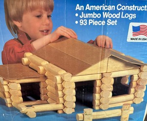 lot 56 image: Vintage Sandberg Jumbo Kinder Wooden Log Toys