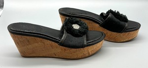 lot 61 image: Coach Jazmin Canvas Cork Wedge Shoes