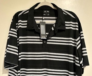 lot 41 image: New Striped Short Sleeved Polo Shirt by Adidas