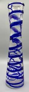 lot 100 image: Gorgeous Clear and Blue Glass Swirl Vase