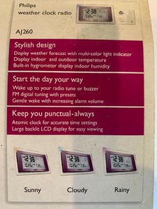 lot 107 image: Awesome Weather Information Station - Compact Desktop Style, Radio Alarm Clock with LCD Screen