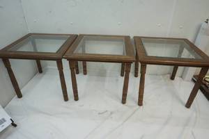 lot 165 image: Stacking Side Tables with Glass Inserts