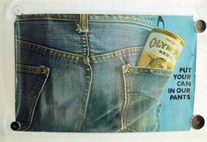 lot 25 image: Vintage 19701980s Lee Jeans and Olympia Beer Advertisment