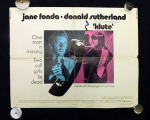 lot 33 image: 1971 Klute Single Sided Half Sheet Movie Theater Poster