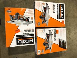 lot 12 image: Lot of 3 Ridgid 7 in. Table Wet Tile Saw Customer Returns See Pictures