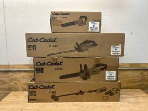 lot 1 image: CUB CADET 4 Piece 60V MAX Cordless Lawn Tool Set (includes 1 Battery and 1 Charger) (121823157)
