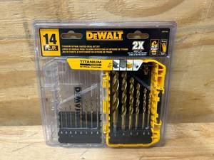 lot 24 image: DEWALT Titanium Nitride Coated Pilot Point Drill Bit Set (14-Piece)