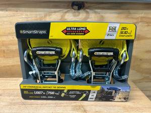 lot 36 image: SMARTSTRAPS Pack of 2- 20 ft Commercial Ratchet Tie Downs