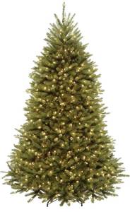 lot 68 image: National Tree Company Pre-Lit Artificial Full Christmas Tree, Green, Dunhill Fir, Dual Color LED Lights, Includes Stand, 7.5 Feet