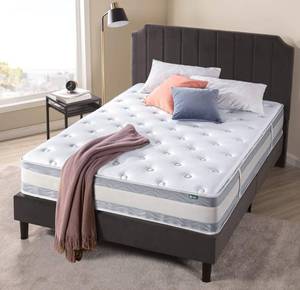lot 2 image: ZINUS 12 Inch Comfort Support Cooling Hybrid Quilted Mattress, Pocket Innersprings for Motion Isolation, Edge Support, Queen, White