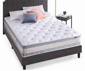 lot 3 image: ZINUS 12 Inch Comfort Support Cooling Hybrid Quilted Mattress, Pocket Innersprings for Motion Isolation, Edge Support, Full, White G