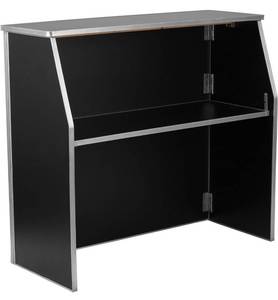 lot 8 image: FLASH FURNITURE 4 Folding Portable Event Bar with Top and Middle Shelves