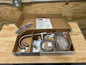 lot 90 image: MOEN Adler Single-Handle Pull-Down Sprayer Kitchen Faucet with Power Clean and Reflex in Spot Resist Stainless