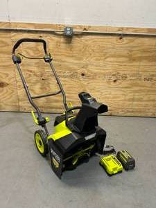 lot 7 image: RYOBI 18 40V HP Cordless Snow Blower with 6Ah Battery and Charger