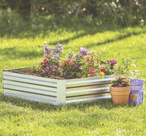 lot 98 image: Galvanized Steel Raised Garden Planter Bed  4ft. x 4ft. x 1ft.