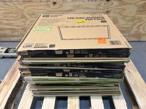 lot 115 image: COMMERCIAL ELECTRIC Lot of 13- 2ft. x 2ft. 48W 4250 Lumen White Integrated LED Edge-Lit Flat Panels T-Bar Grid Flush Mount Troffer Color Changing CCT