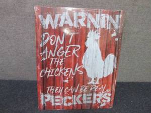 Metal Chickens Sign 16x12.5 inches...
