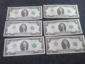6 Sequential Uncirculated $2 Bills...