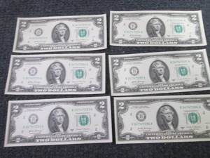 6 Sequential Uncirculated $2 Bills...