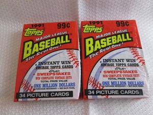 2 1991 Topps Cello Baseball Packs...
